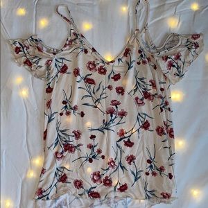 Cream floral blouse
